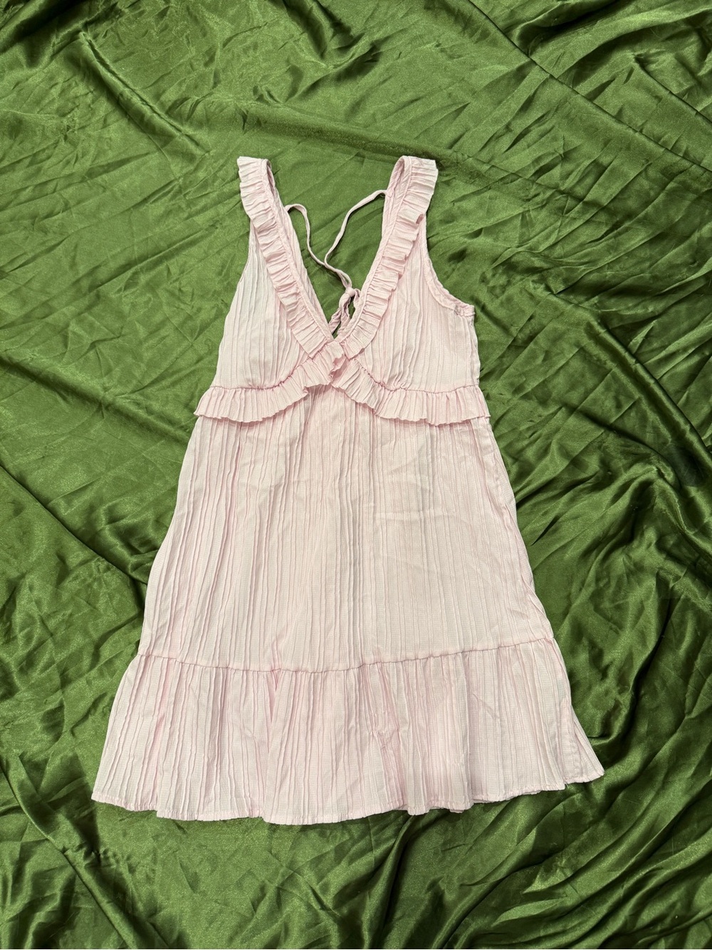 Cute Ruffle Tie-Back Mini Dress set of 2: Pink + butter Yellow Large - Picture 2 of 5